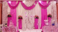 2018 hot style 10ft20ft fuchsia wedding backdrop with sequin hot pink wedding curtain wedding decoration
