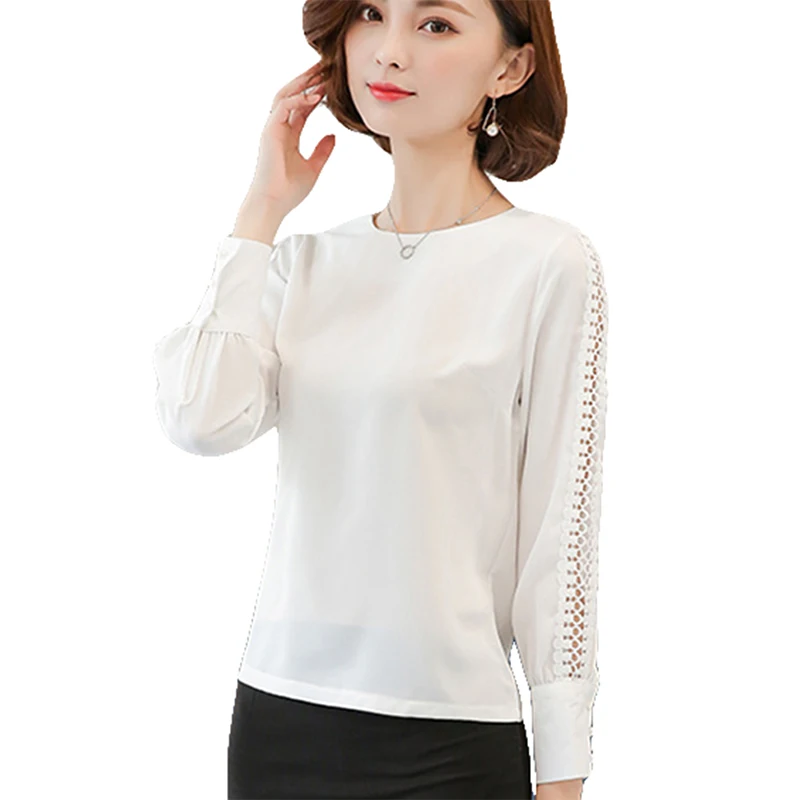 

Для женщин Демисезонный женские офисные блузка рубашки выдалбливают топы для женские офисные Blusas Женская обувь, белый цвет розовый Повседневное Blusas Новый