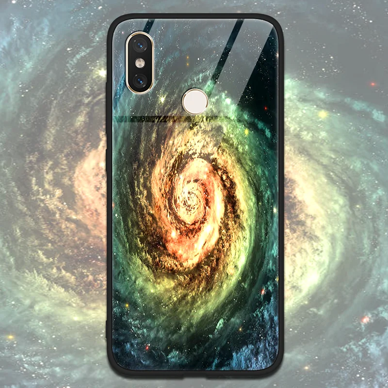 wohuangl Закаленное стекло Star Space Cover для Xiao mi Red mi Note 5 6 Pro S2 5 Plus mi A2 6X 5S 6 8 SE Lite Explorer mi x 2 2s чехол с мягкими краями - Цвет: wohuangl