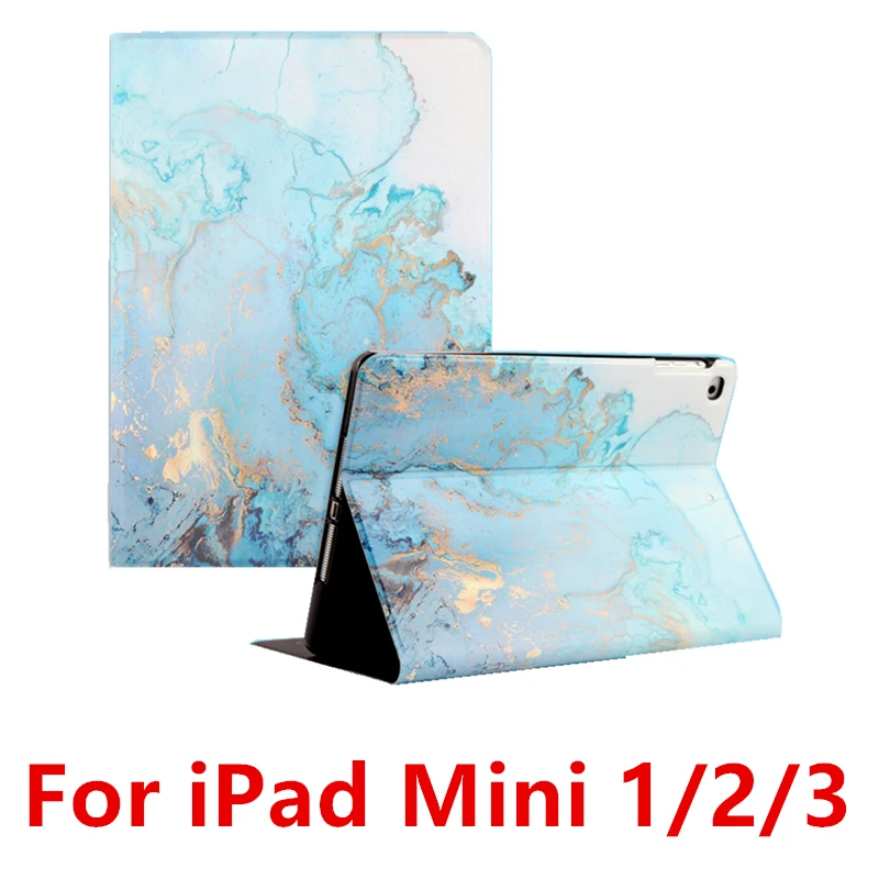 Мраморная зернистая для Ipad 9,7 дюймов чехол TPU задняя крышка для Ipad Air 1 2 Mini 1 2 3 4 Pro 10,5 с автоматическим сном/пробуждением Coque - Цвет: Blue 123