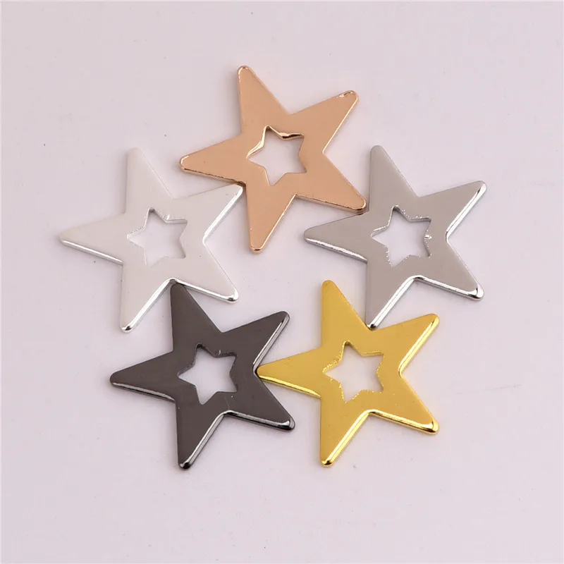 

15.5mm 50pcs Copper Material gold color Hollow Star charms for necklaces Pendant for Handmade DIY