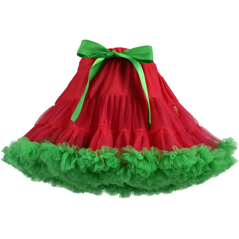 red green Новинка; юбка-пачка принцессы для девочек; юбка-американка; пышные Детские балетные юбки; вечерние фатиновые юбки для танцев; Рождественский подарок - Цвет: red green