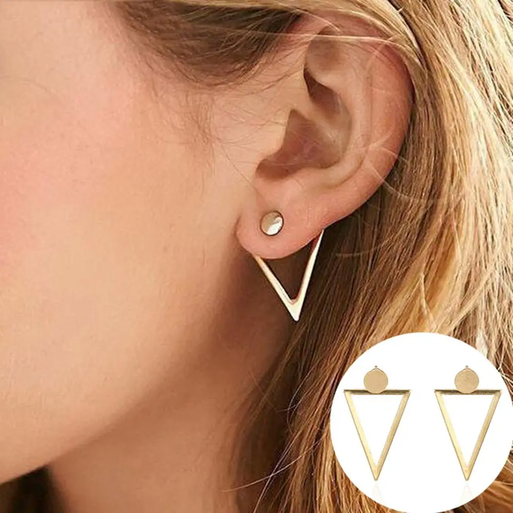

1Pair New Fashion Design Gold Color Hollow Triangle Stud Earrings For Women simple Elegant Geometric Earrings