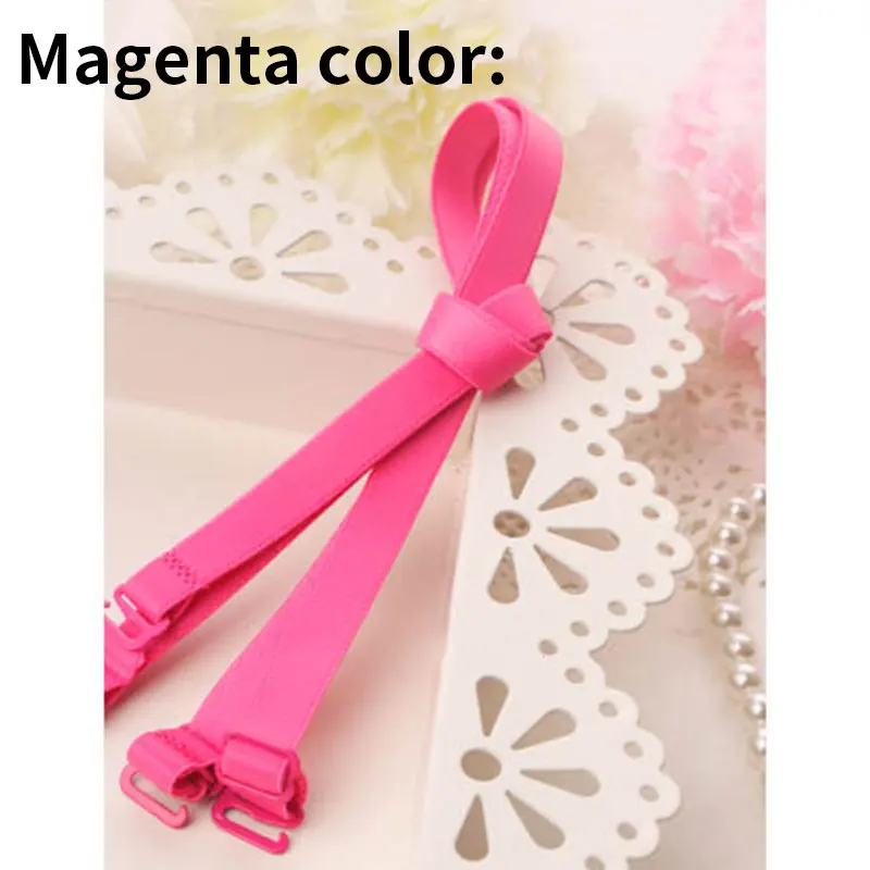 Magenta color Цветное нижнее белье, регулируемые съемные плечи, Эластичные аксессуары, бюстгальтер, ремни для бюстгальтера, ширина 1,0 см, 10 мм, Нескользящие - Цвет: Magenta color