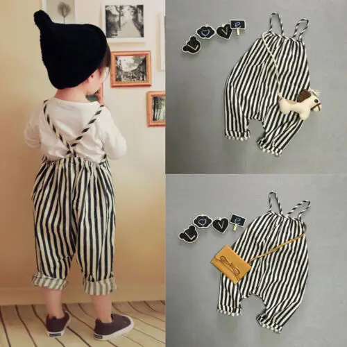 Новый Милый хлопковый комбинезон для маленьких девочек в черно белую полоску