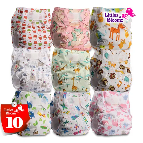 [Littles и Bloomz] 9 шт./компл. Стандартный крюк-петля Многоразовые моющиеся пеленки, 9 Подгузники/подгузники и 0 из микрофибры вставки в одном комплекте - Цвет: 10