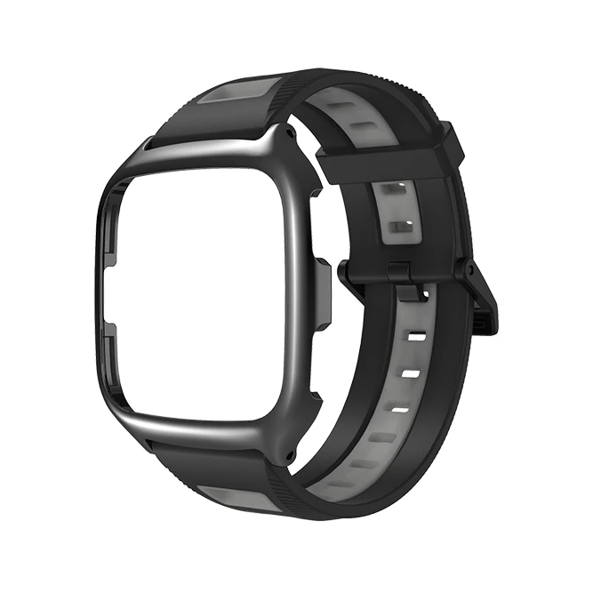 Black Gray Mijobs силиконовый ремешок чехол для Fitbit Versa Lite браслет умные часы для Fitbit Versa чехол с браслетом аксессуары ремешок на запястье - Цвет: Black Gray