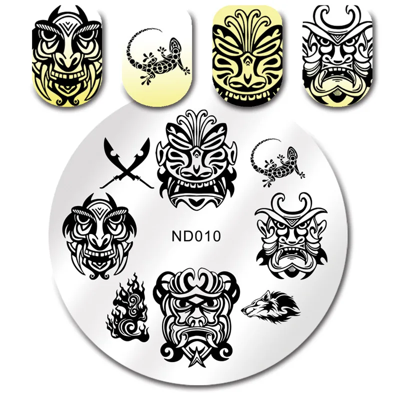 Прямоугольные круглые штамповочные пластины NICOLE DIARY для ногтей животные