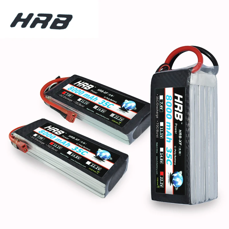 HRB RC Lipo 2S 3S 4S 5S 6S батарея 7,4 V 11,1 V 14,8 V 18,5 V 22,2 V 8000mAh 35C 70C XT60 разъем для радиоуправляемого автомобиля вертолета