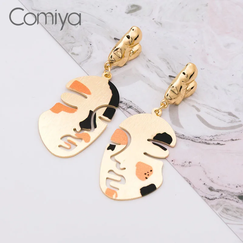 Comiya, висячие серьги для женщин, золотой цвет, цинковый сплав, винтажная Подвеска для лица, индивидуальные висячие серьги, AliExpress, Orecchini Mujer