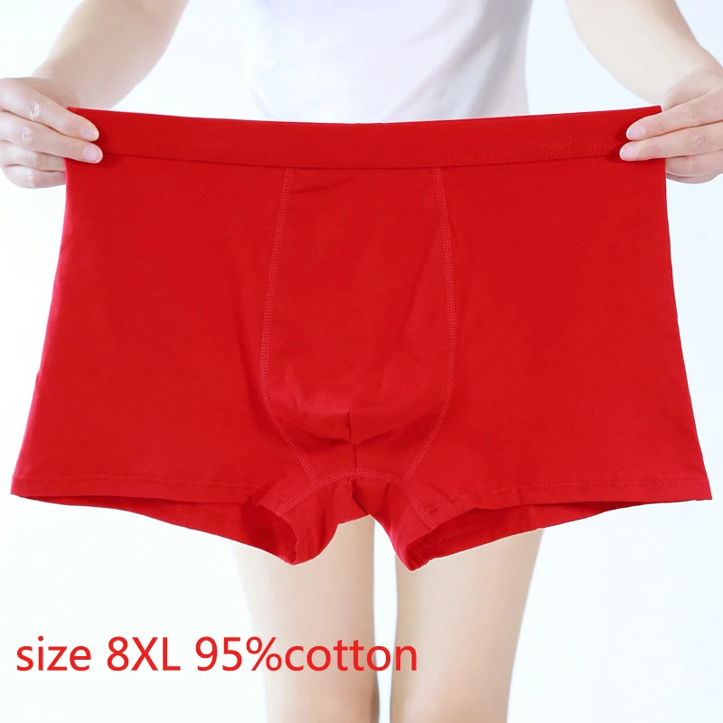 2019 new arrival fashion Red Men 95%Pure Cotton Extra large Mens Underwear Boxers plus size 6XL 7XL 8XL