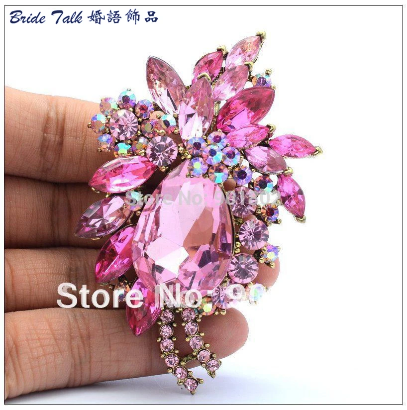 Броши Стразы в форме капли с розовыми кристаллами для женщин ретро симпатичная