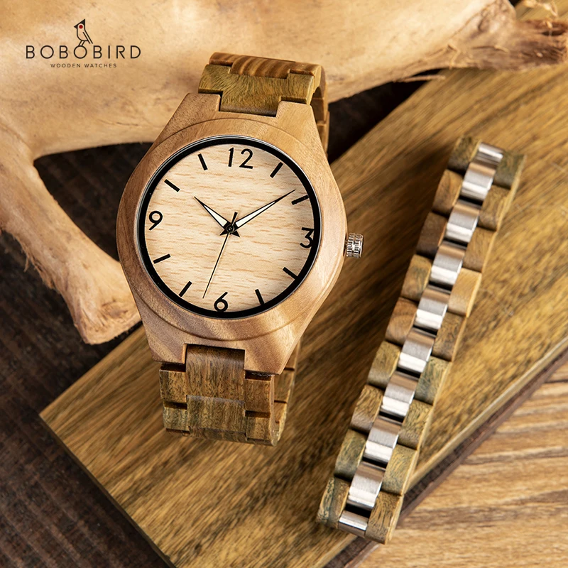 Часы BOBO BIRD Green Sandalwood мужские часы с браслетом светящиеся деревянные подарок