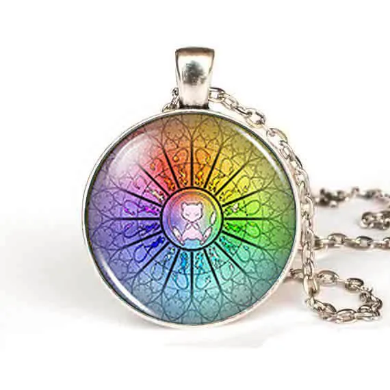 Стимпанк 2017 Новый Винтажный Радужный Mew Pokemon Косплей Аниме винтажное ожерелье