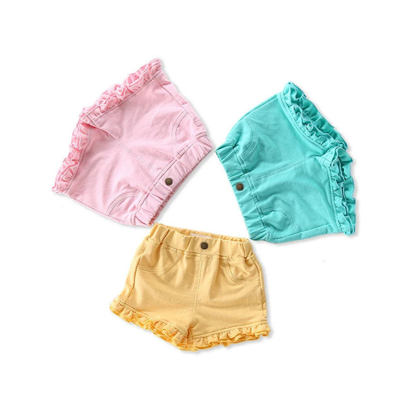 2018 летние короткие детские шорты из хлопка с оборками трикотажные для маленьких