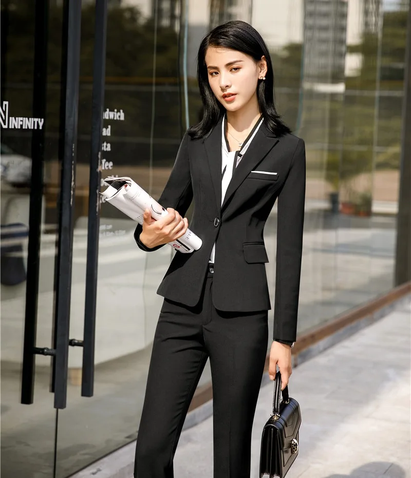 

New Styles Ladies Long Sleeve Women Business Suits With Pants and Jackets Sets Autumn Winter Female Office Work Wear Pants Suits
