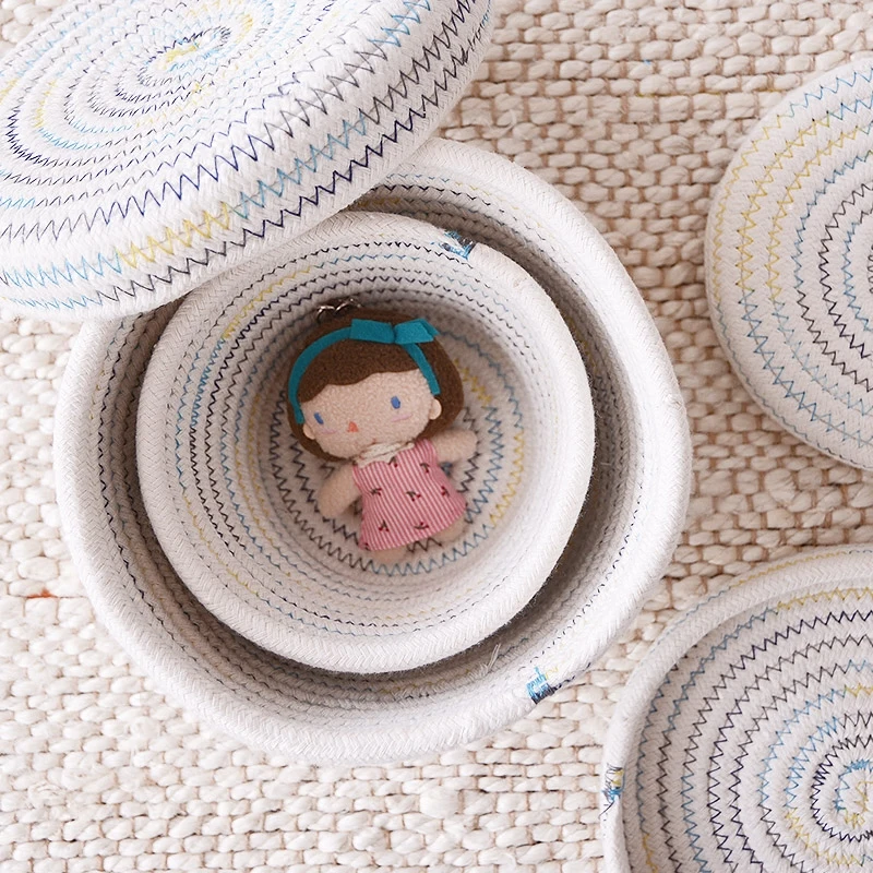 Корзина для хранения хлопковой нити в японском стиле с крышкой многоцелевой ящик