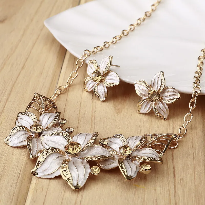 Женский Свадебный комплект из колье и серёг MINHIN набор свадебных