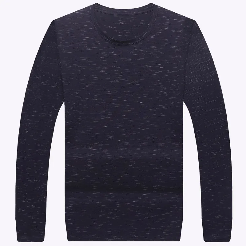 Новые Большие размеры 8XL 7XL 6XL 5XL весенние мужские футболки полосатая футболка с длинными рукавами Повседневная сплошная футболка с круглым вырезом эластичная - Цвет: Тёмно-синий