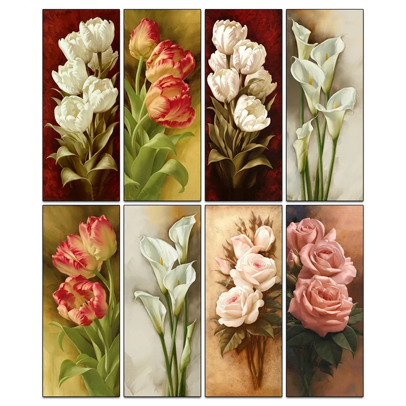 

DIY 5D Full Diamonds Embroidery Flowers Diamond Painting Cross Stitch Kits Rose & Lily Diamond Mosaic Home Decoration NMX