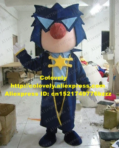 Крутой синий костюм RK талисман Mascotte родинка капитан приат с синими очками