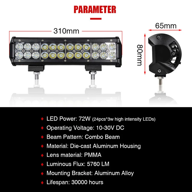 Лампа СВЕТОДИОДНАЯ 12 дюймов 72 Вт 6000 К|brackets for lights|brackets tvbracket l |