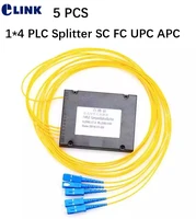 5 pcs 14 plc splitter abs box type sc fc upc apc connector 1m yellow 2 0mm 3 0mm cable ftth coupler 1008010mm factory elink