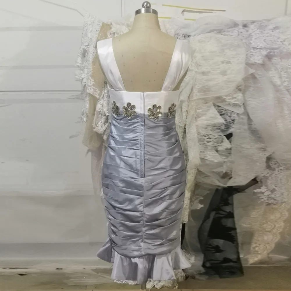 На заказ Vestido De Madrinha бесплатно болеро серебро бисероплетение длина до колена