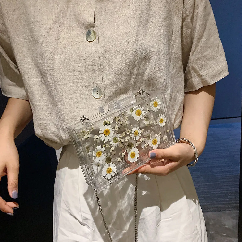 Bolsa Feminina, женская прозрачная сумка, цветок, для путешествий, маленькая квадратная сумка с клапаном, чехол, водонепроницаемая сумка через плечо