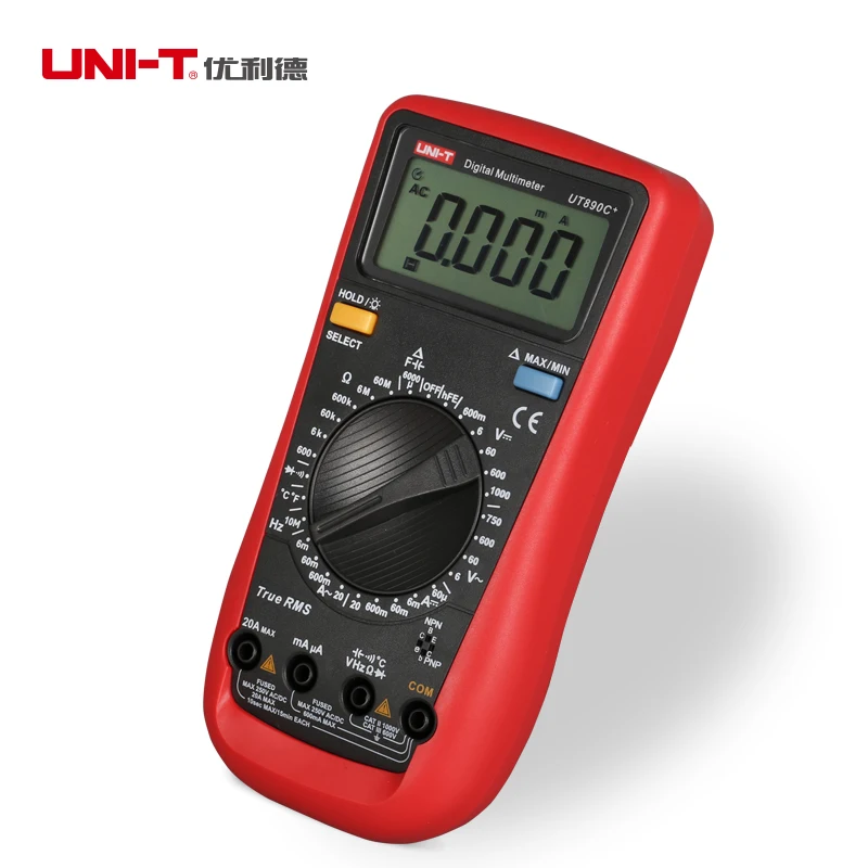 UNI T UT890C+ цифровой мультиметр, измеряющий истинные квадратичные значения Цифровой мультиметр переменного тока постоянного тока тестер LCD Подсветка Частота Диод Температура мультиметра