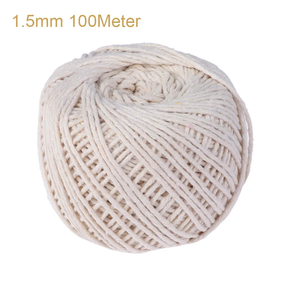 1.5mm 100Meter 1 рулон натуральный бежевый хлопок витой шнур ремесла макраме Artisan струна DIY Рождественский подарок ручной работы упаковка украшения - Цвет: 1.5mm 100Meter