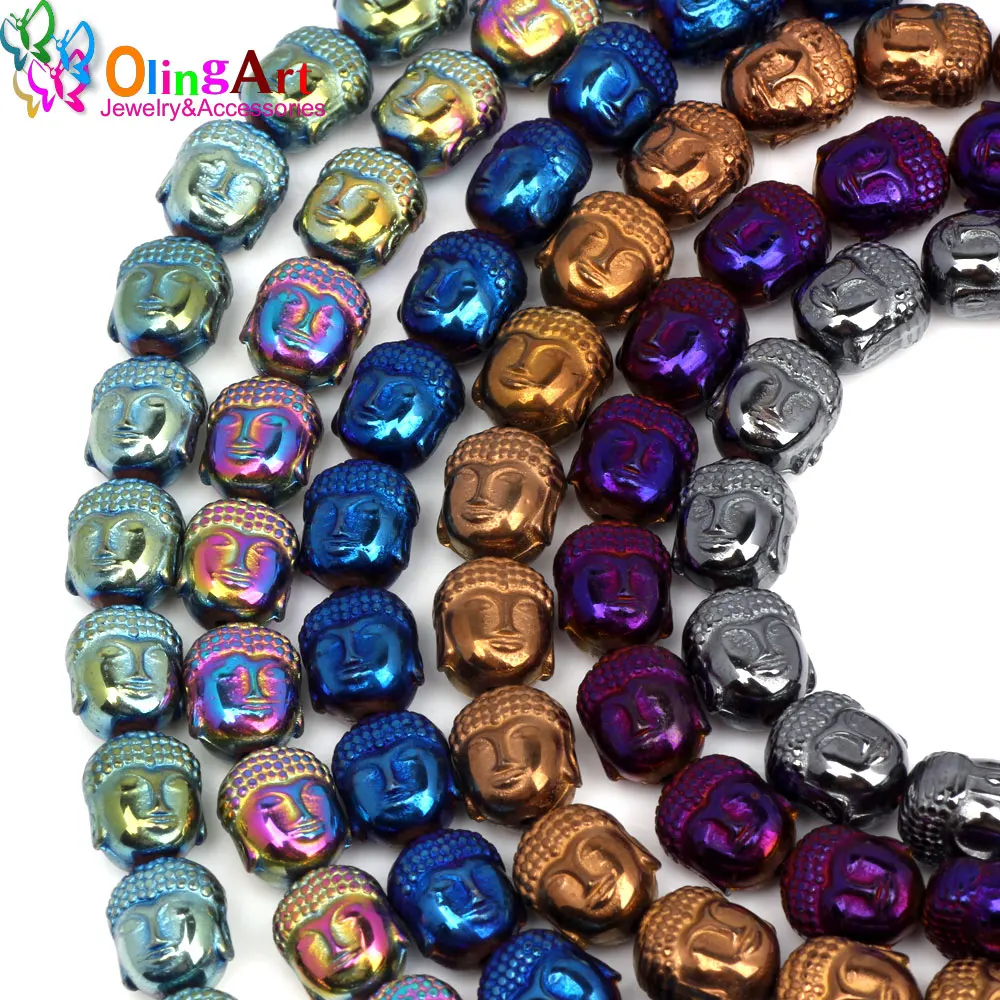 Бусины из натурального камня и гематита OlingArt 8*10 мм 14 шт.|black hematite beads|hematite beadsbuddha head