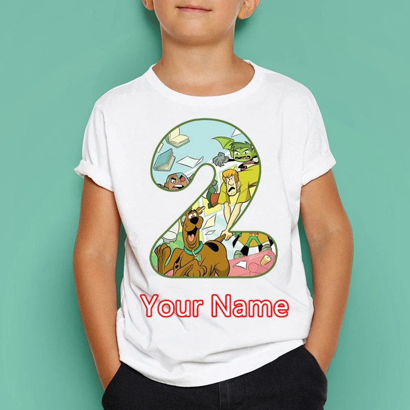 Детская футболка Скуби Ду тайна машина с номером на день рождения топы короткими