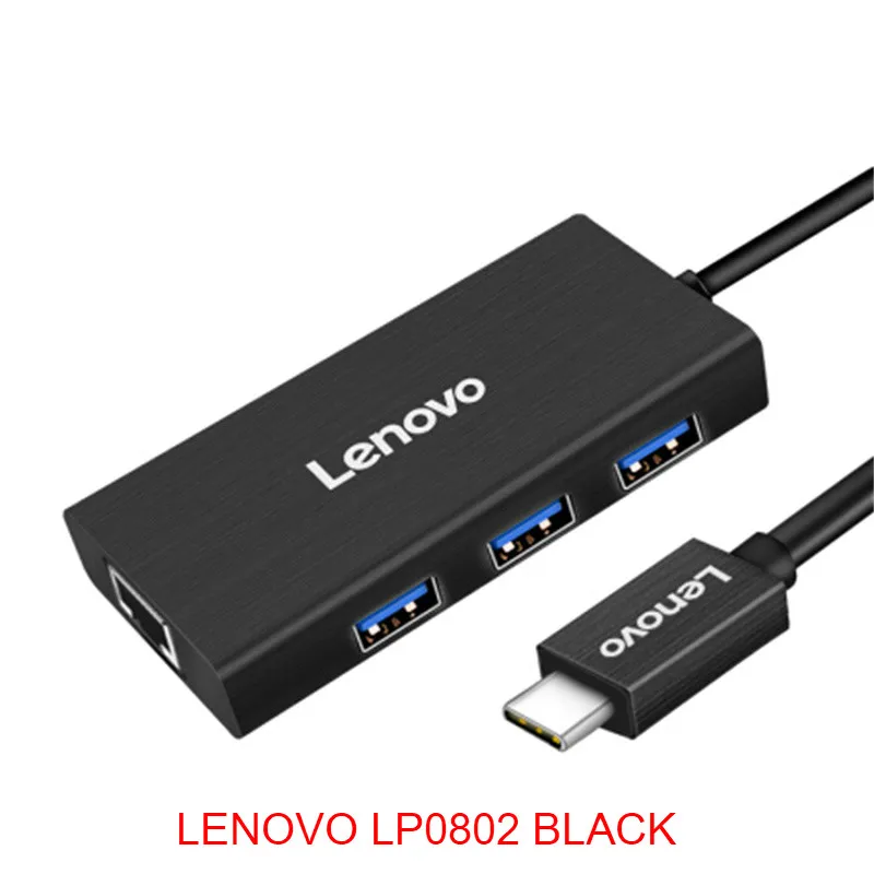 LENOVO LP0802 BLACK Удлинительная док-станция lenovo type-c USB3.0 концентратор Разветвитель usb-c для кабеля сетевой карты порт конвертер LP0802 удлинитель док-станция - Цвет: LENOVO LP0802 BLACK