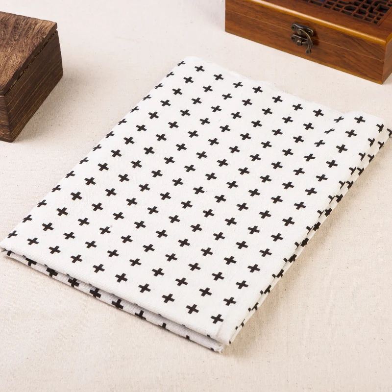 Льняная хлопчатобумажная ткань с принтом в горошек для рукоделия текстиль шитья