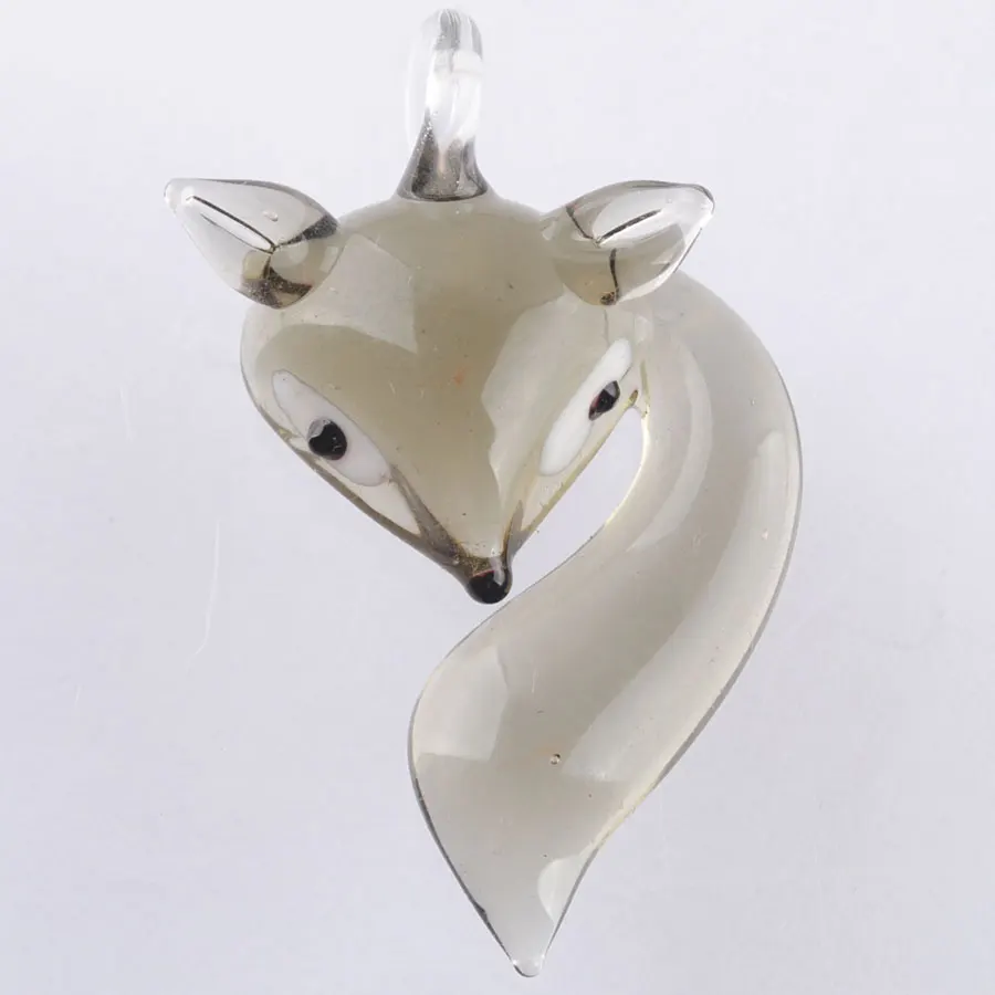 Grey IH3059 Умная Лисичка лэмпворк стеклянная подвеска из бисера муранское животное для SP ожерелье симпатичное IBH308 - Окраска металла: Grey IH3059