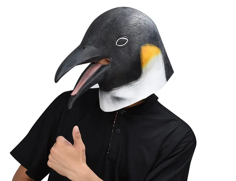 penguin Милый мультфильм животное Ленивец Глава латекс маска полный уход за кожей лица Хэллоуин маскарад партии нарядное платье маскарадный костюм - Цвет: penguin