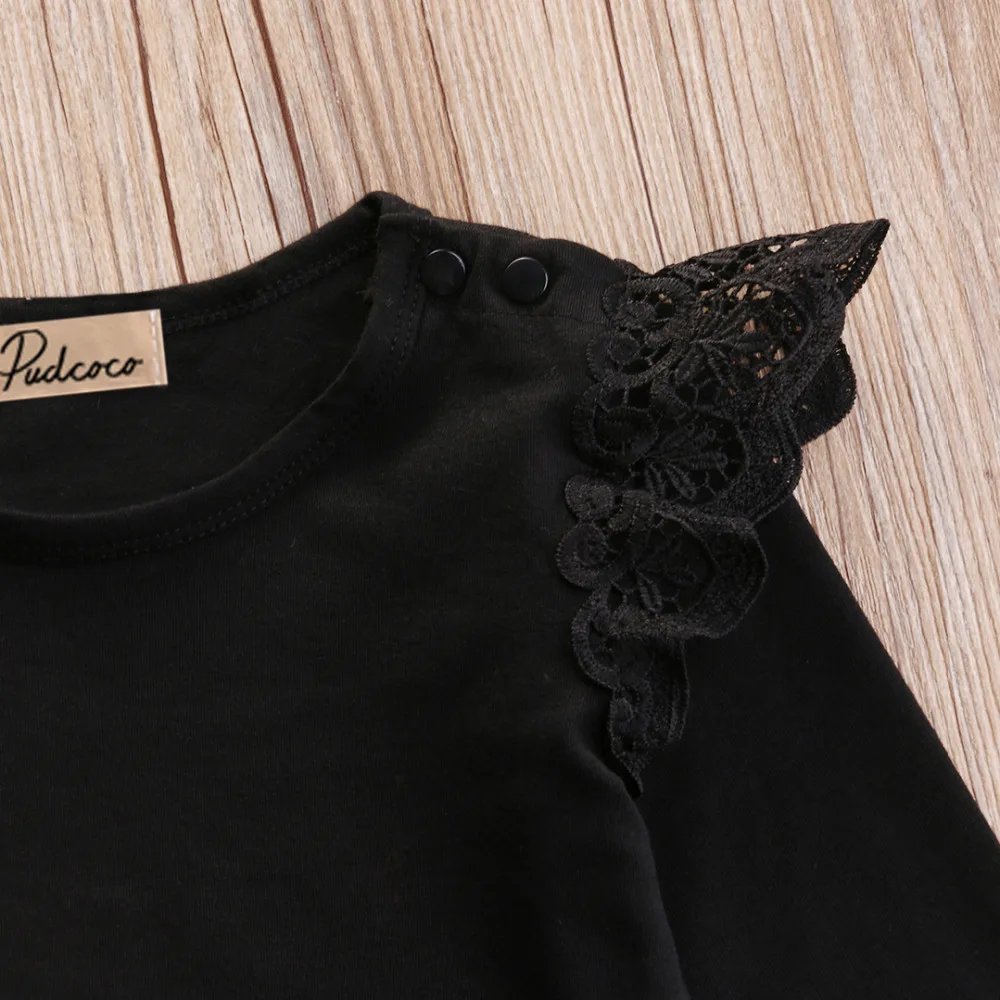 Cute Autumn Bodysuit Newborn Baby Girl Toddler Cotton Lace Shoulder Pink Long Sleeve Clothes | Мать и ребенок