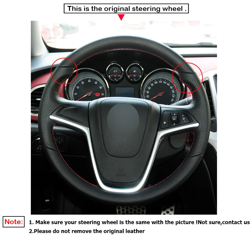 LQTENLEO черный замшевый красный кожаный чехол на руль для Buick Excelle XT GT 2010- Opel Mokka 2013- Insignia Astra J