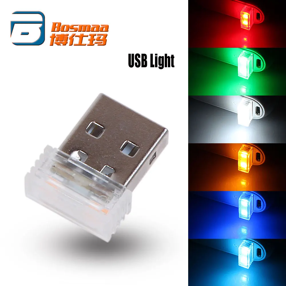 Акция 10 шт. BOSMAA USB мини LED интерьер автомобиля атмосферные огни декоративные
