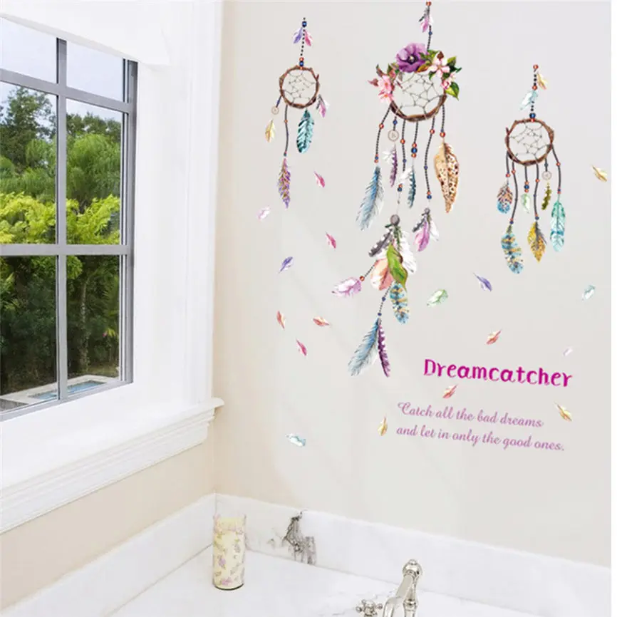 Ловец снов перо крафт орнамент виниловая наклейка на стену Наклейка Спальня