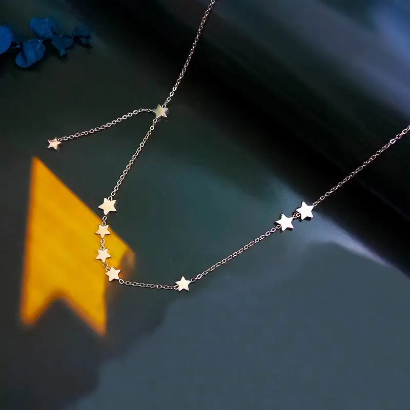 Stainless Steel Star Necklace Women Fashion Jewelry Simple Choker Collares Temperament Pendants Birthday Gift