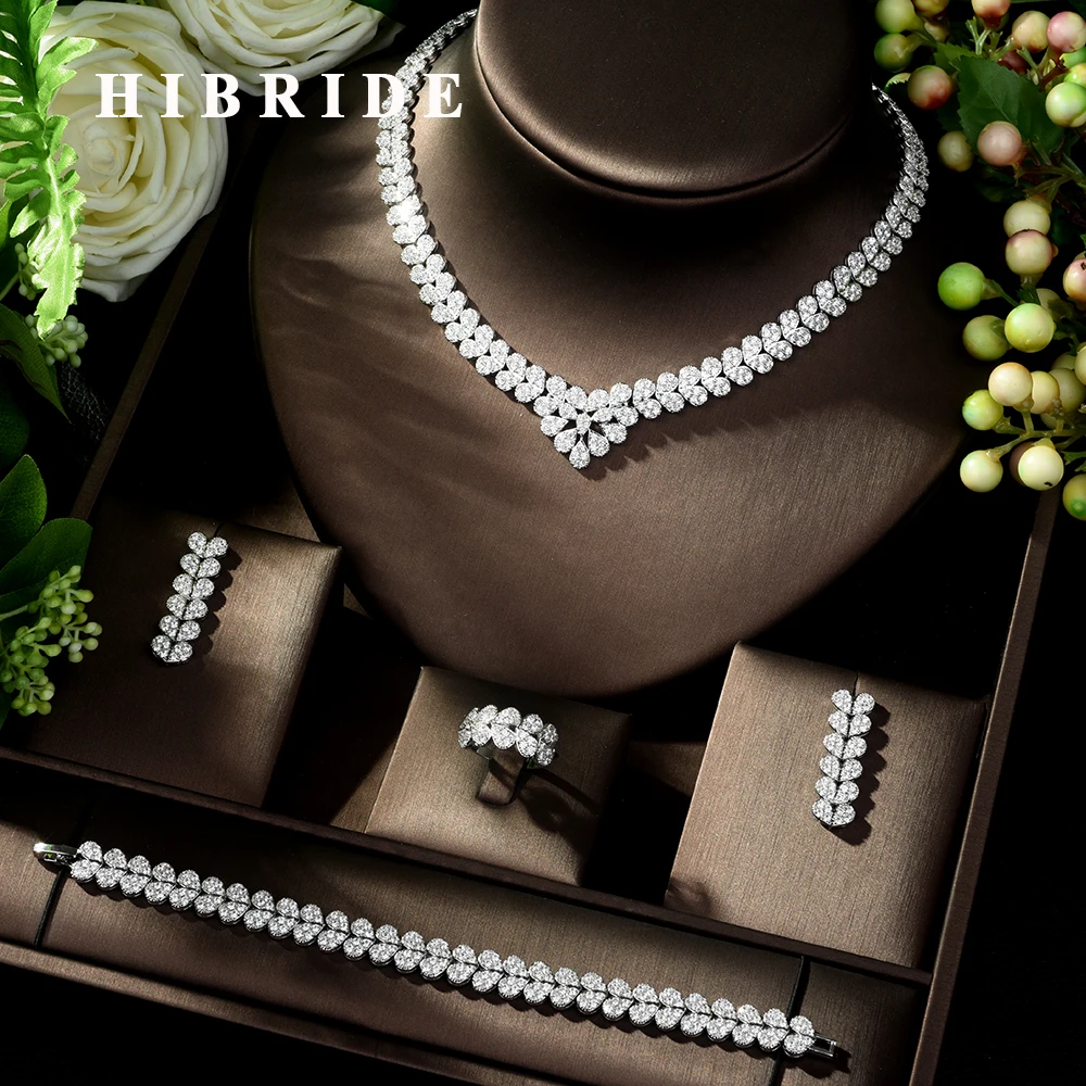 

HIBRIDE Luxury Wedding Jewelry Trendy Design for Women Elegant AAA CZ Ladies Jewelry With High Quality Bijoux Femme N-156
