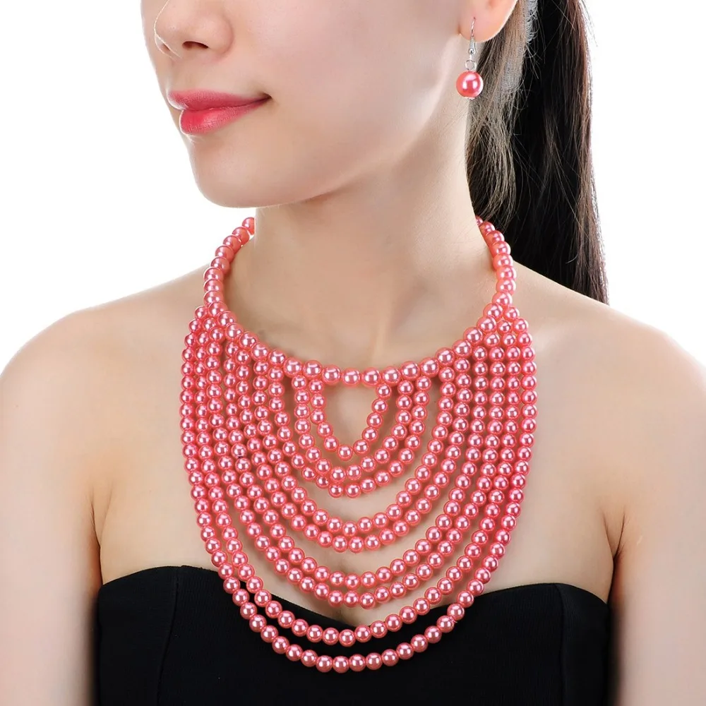 Женский ювелирный комплект из колье и серёг с жемчужинами|jewelry sets for women|necklace earrings