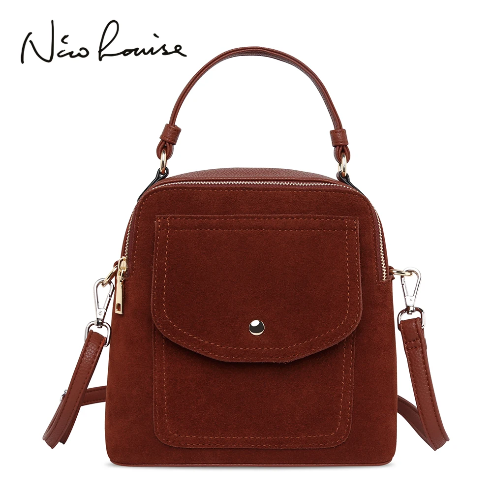 2019 женский рюкзак из натуральной замши Женский Повседневный Рюкзак на молнии для