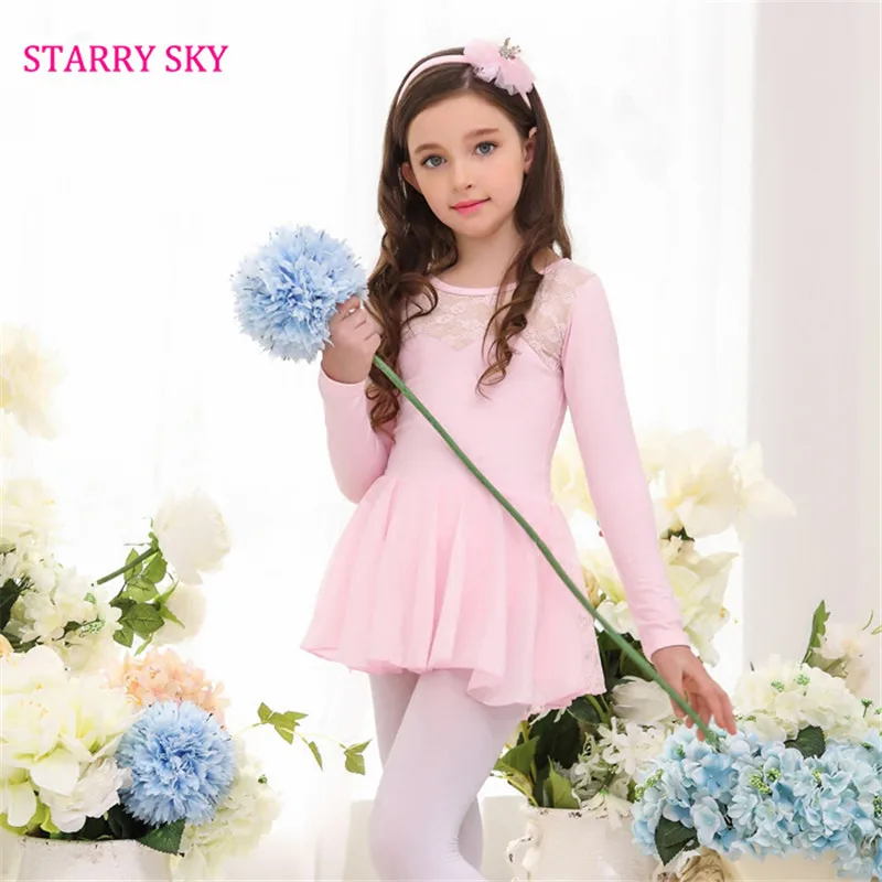 Новое осенне зимнее балетное платье для девочек детское с длинными рукавами юбка