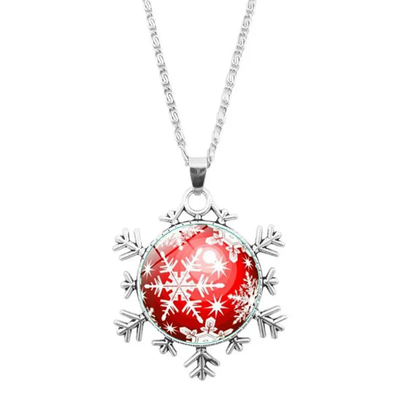 DoreenBeads Кулоны ожерелье Рождество Снежинка стекло время с драгоценным камнем