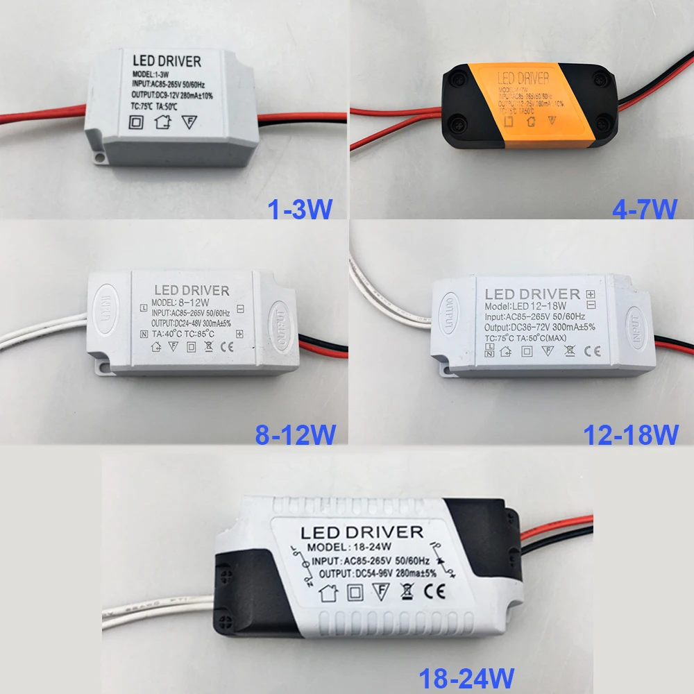 1W-36W LED Driver Adapter for lamp new Bare Board Transformer Power Supply Input 300mA AC-DC Dimmable/Non 85-265V | Лампы и освещение