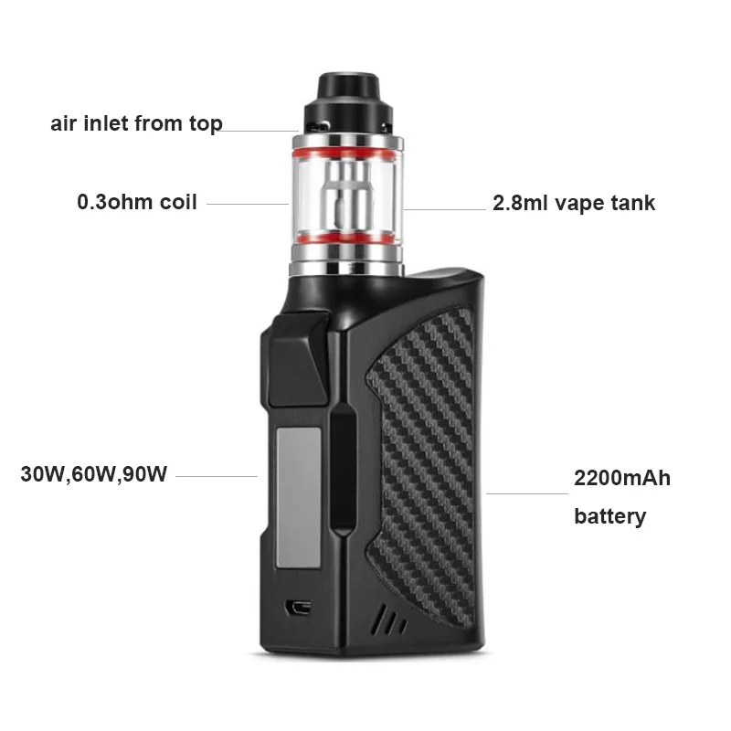 90 Вт коробка модов для вейпа мод комплект Vaper электронная сигарета 2200 мАч мех