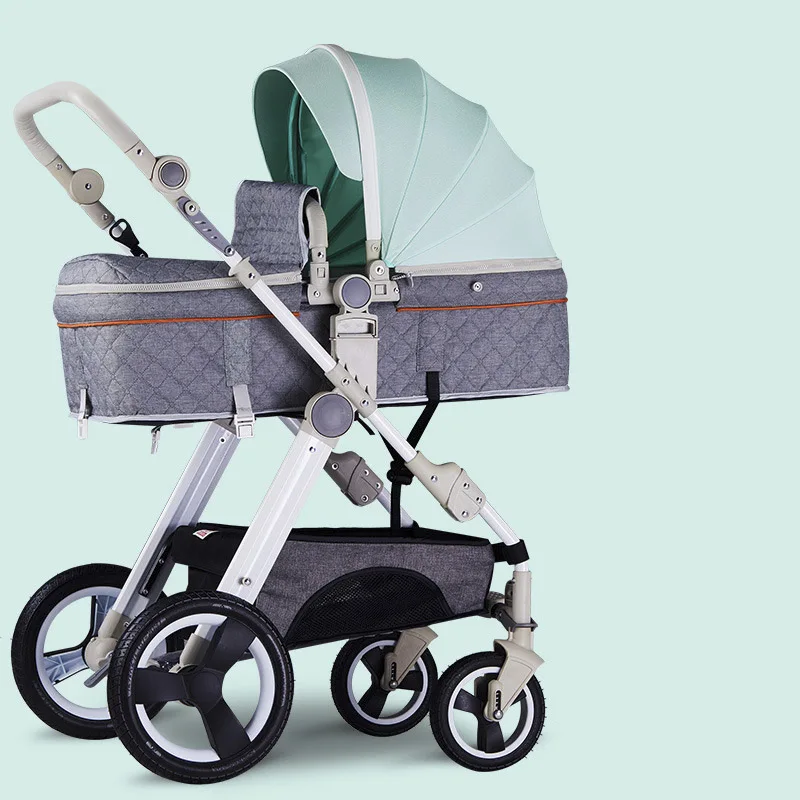 Babyfond2019 новая детская коляска с высоким пейзажем, коляска может сидеть и лежать, детский автомобильный светильник, складная коляска для новорожденных - Цвет: green